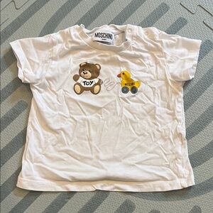 Moschino White Tee with Bear and Duck Design